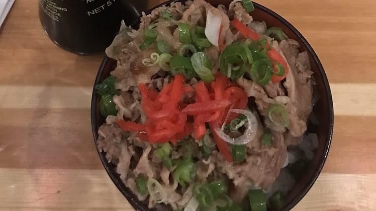 Gyu Don Bowl · Served with beef over rice.