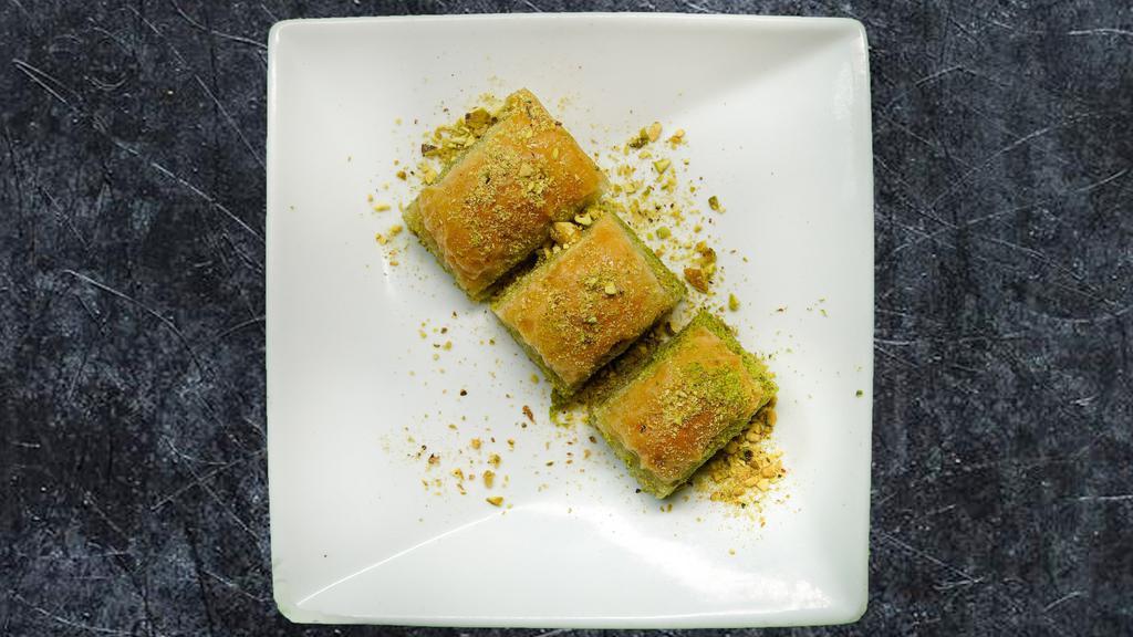 Baklava · Sweet dessert pastry with layers of phyllo filled with chopped nuts and honey.