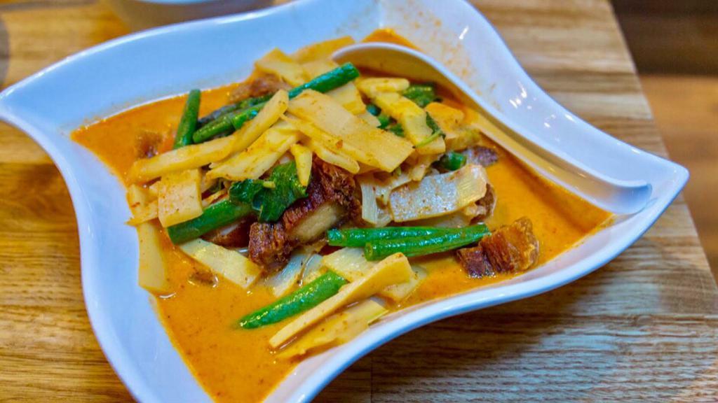Red Curry (Red Chili) · Dairy free, vegan, vegetarian, gluten free. Bamboo shoot and coconut milk.