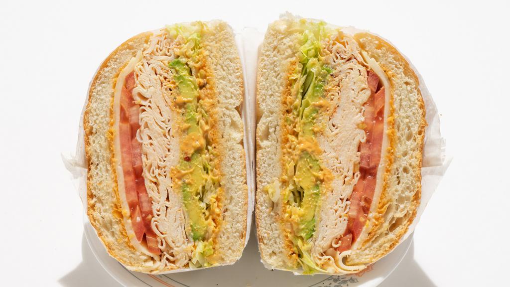 Savory Surprise · Chipotle Chicken, Jack Cheese, Avocado, Lettuce, Tomato, Spicy Mayo.