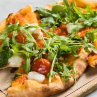 Pizzetta Mozzarella  · Buffalo Mozzarella, concentrated tomato, arugola