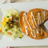 Empanadas · 2 Chicken or ground beef  with a side of poblano aioli.