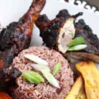 Jerk · comes with peas and rice
