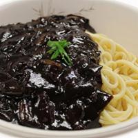Jjajangmyeon · Korean black bean pork noodles.  Both the sauce & noodles are made Fresh with Fresh ingredie...
