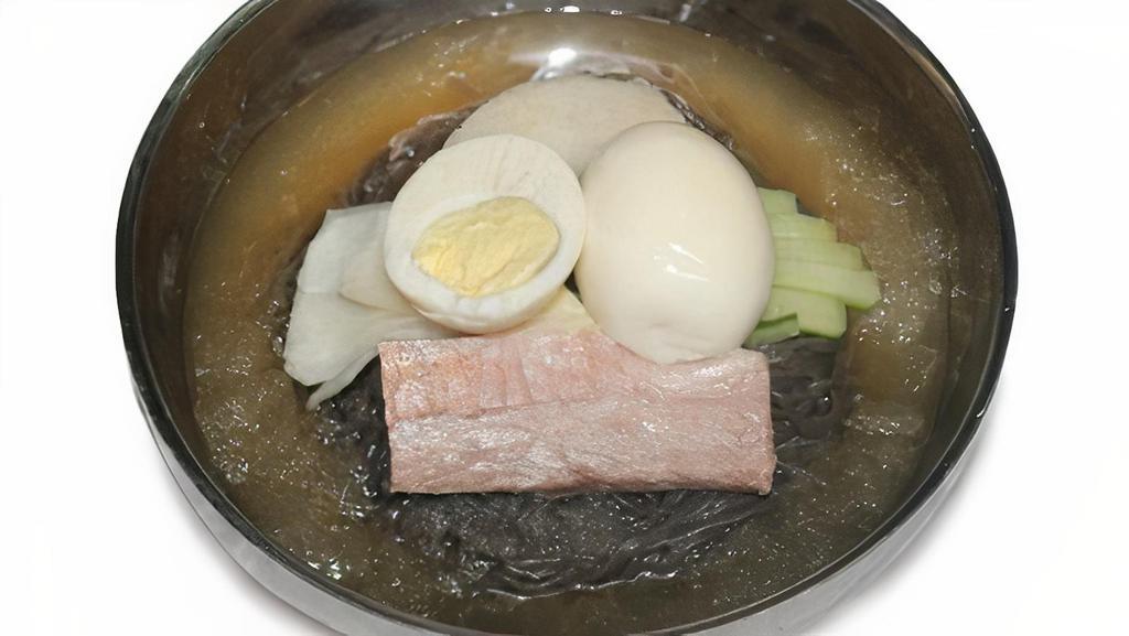 Mul Naengmyeon · Cold Buckwheat noodles in cold broth.