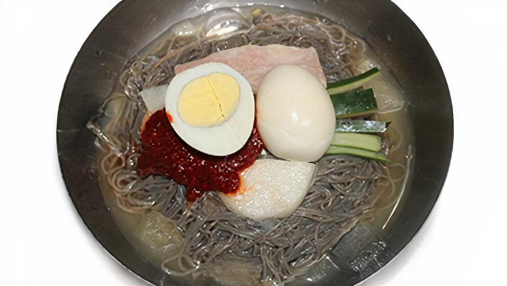 Bibim Naengmyeon · Spicy Cold Buckwheat noodles in special spicy sauce.