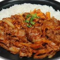 Pork Teriyaki Over Rice · A tad spicy. Add eggs, tofu or kimchi for an upcharge.