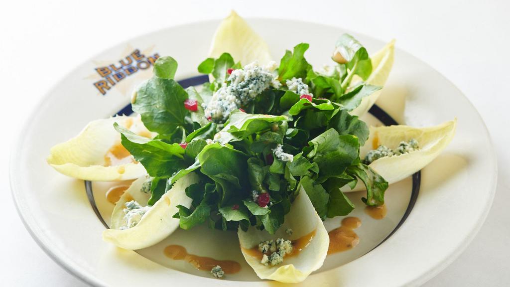 Watercress, Endive & Blue Cheese Salad  · Vegetarian, gluten free. French vinaigrette.