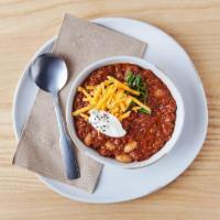 Turkey Chili · topped with sour cream, cheddar, scallions