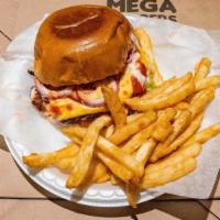 California Cheeseburger · Recommended. Beef burger, American cheese, lettuce, tomatoes, red onions, ketchup, mayo and ...