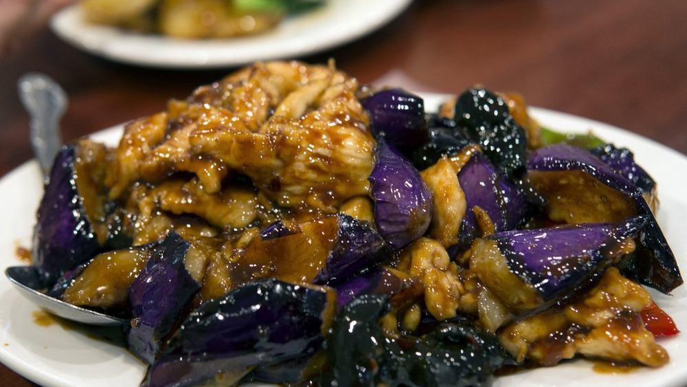 Sliced Chicken With Eggplant In Garlic Sauce · Spicy.