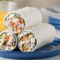 Tuna Salad Wrap · Fresh wrap made with Tuna Salad, lettuce and tomatoes with mayonnaise.