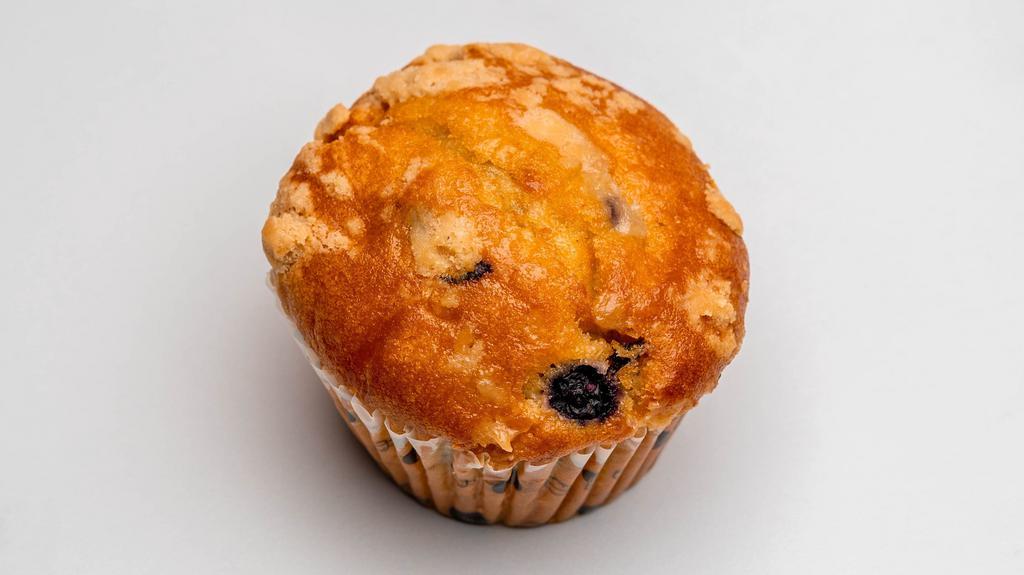 Blueberry Crumb Muffin · Organic all-purpose flour, cake flour, sugar, eggs, no trans-fat canola oil, skim milk, blueberries, vanilla, no trans-fat vegetable shortening, soy flour, corn starch, cinnamon, baking soda, and salt.