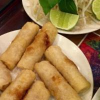 Chả Giò · 4 Vietnamese spring rolls. Deep fried rolls wrapped in spring roll paper with a mixture of p...