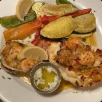 Stuffed Lobster · 1 1/4 lb broiled whole lobster stuffed with our famous lump crabmeat stuffing and a baked clam