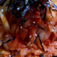Kimchi · Napa cabbage, radish, fish sauce, red pepper