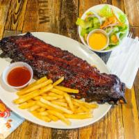Bbq Baby Ribs · Meaty pork ribs basted in zesty bullseye BBQ sauce. Accented with hickory and slow-roasted u...