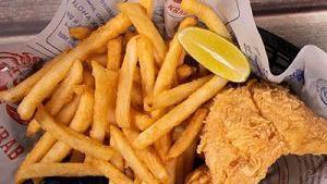 Chicken Tender With Fries · Breaded or battered crispy chicken.