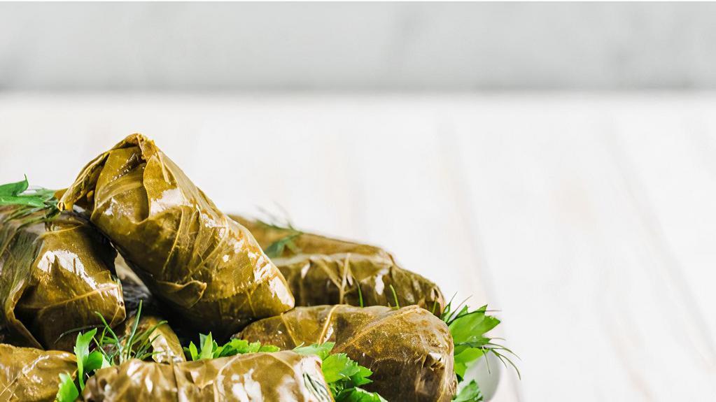 Grape Leaves · Deliciously prepared rolls filled with meat and rice, wrapped with grape leaves.