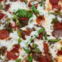 Supreme Pizza · Pepperoni, sausage, green peppers, onions and mushrooms