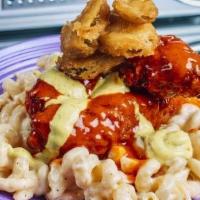(Lg) Nashville Hot N Dilly Dilly Chicken Mac · LODED Mac N Cheese topped with LODED & Dredged Fresh N Fried Chicken, Nashville hot sauce, d...