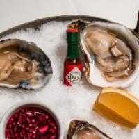 East Coast Oysters · half dozen on the shell, hibiscus mignonette