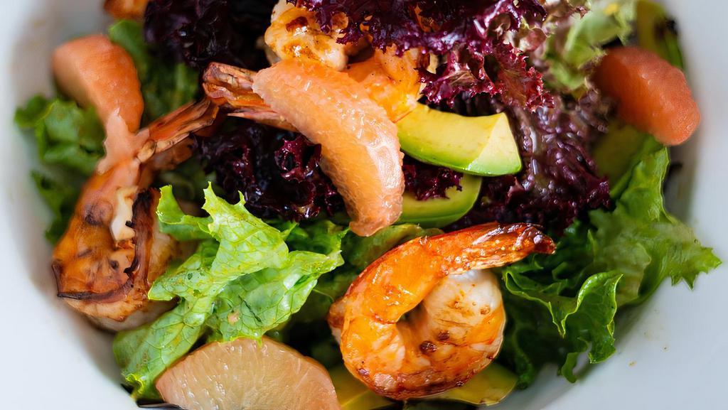Shrimp Salad · bibb lettuce, grapefruit, avocado, burnt leek vinaigrette