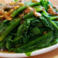 Steamed Veggie · A Choy with Taiwanese style garlic sauce.
