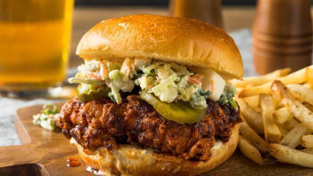 Fried Chicken Sandwich · topped with special sauce, pickles, &lettuce - served with fries or salad