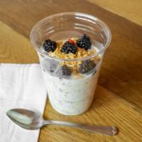 Classic Overnight Chia Oat · 16oz. Oat, chia seed, almond milk, cinnamon, vanilla extract, maple syrup, coconut oil, top ...