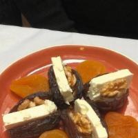 Feta- Stuffed Dates · Stuffed dates with feta cheese and walnut.