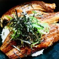 Unagi Don · Japanese Style eel over rice with special sauce.