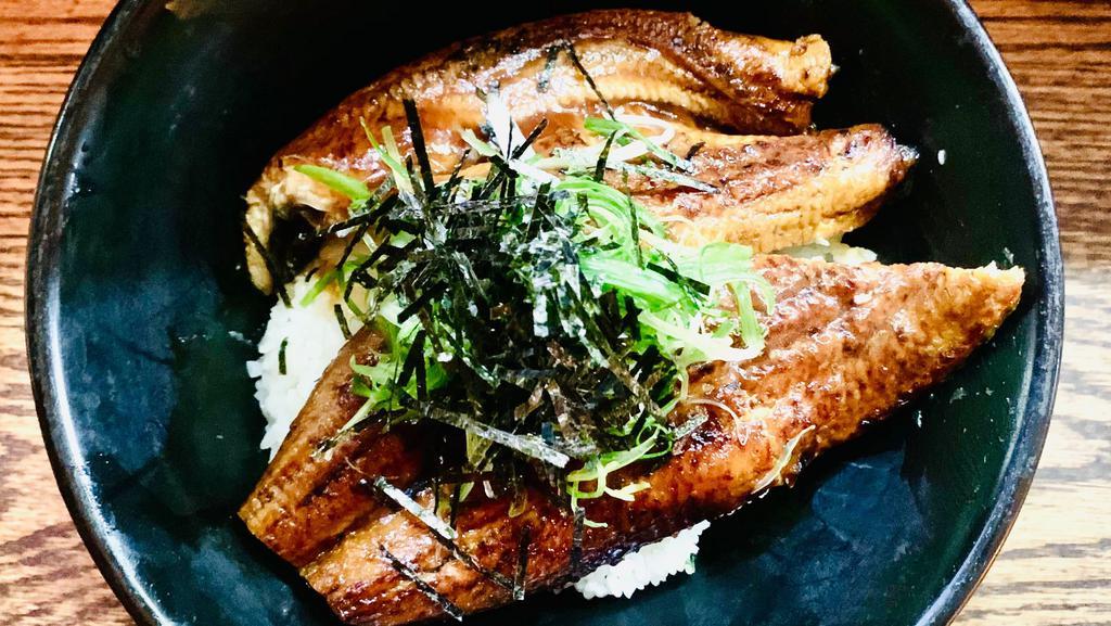 Unagi Don · Japanese Style eel over rice with special sauce.