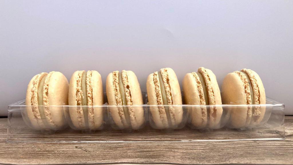 Box Of 6 Vanilla'S Macarons · Box of 6 macarons. A small round cake with a meringue-like consistency, made with egg whites, sugar, and powdered almonds. Consisting of two halves sandwiching a creamy filling.