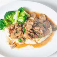 Braised Boneless Beef Short Ribs With Roasted Potato · whipped potatoes, mushrooms, Chianti wine sauce