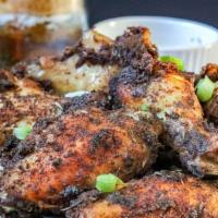 Jerk Wings · Served with one side and salad- Please state the side you are requesting