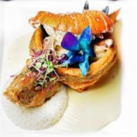 Red Snapper · Filled with seafood in white sauce, choice of side.