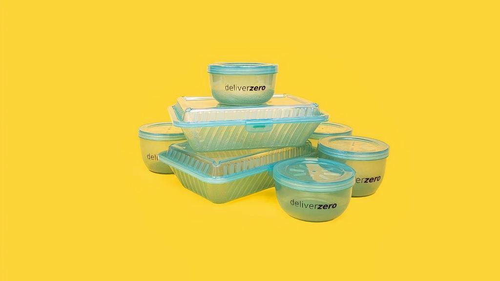 Deliverzero Reusable Containers · DoorDash/Caviar only. Get your order in durable reusable containers. You can. return the containers to this restaurant or to any other restaurant in the. DeliverZero network. The containers are commercial dishwasher safe,. NSF-certified and BPA free. Note:
