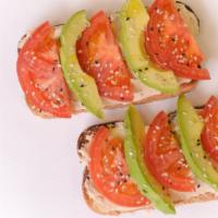 Everything Hummus Toast · 480 cals. Multigrain toast, hummus, everything bagel seasoning.