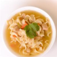 Chicken Noodle Soup · Tender, slow simmered chicken, sweet carrots, crisp celery, diced onions and al dente Mafald...