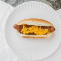 Super Hornet Dog · Mustard, chili and hot onions.