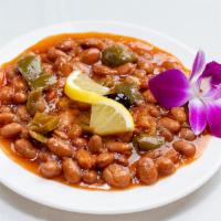 Pilaki · Cold bean salad with mixed vegetables and tomato sauce.