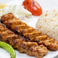Ground Chicken Kebab (Chicken Adana) · Skewered ground chicken charcoal broiled chicken patties marinated with our chef's seasoning...
