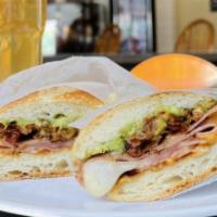 The Mexican · Ham, Monterey jack cheese, bacon, avocado, and chipotle sauce.
