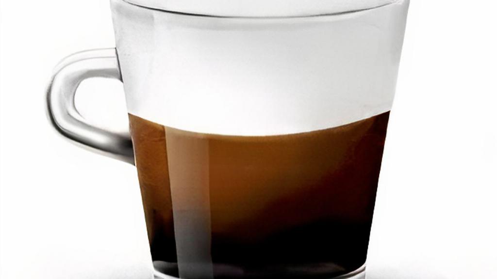 Cortado · Double shot of espresso with equal parts steamed milk (8 oz drink)<br />