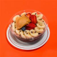 Peanut Butter Acai Bowl · Our classic acai bowl made with an almond milk base blended with frozen banana, strawberry, ...