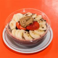 Almond Butter Acai Bowl · Another popular classic bowl blended thickly with almond milk, banana, strawberry, almond bu...