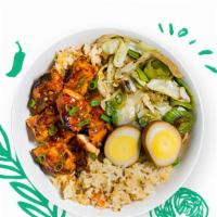 Custom Rice Bowl · customize your own rice bowl starting with choices of base, sauce, protein, veggies and garn...