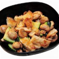 Moo Goo Gai Pan · Stir fried chicken and vegetable dish.