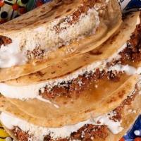 Quesadillas · 3 Corn tortillas filled with Oaxaca cheese, Mexican cream & powder cheese. With your choice ...